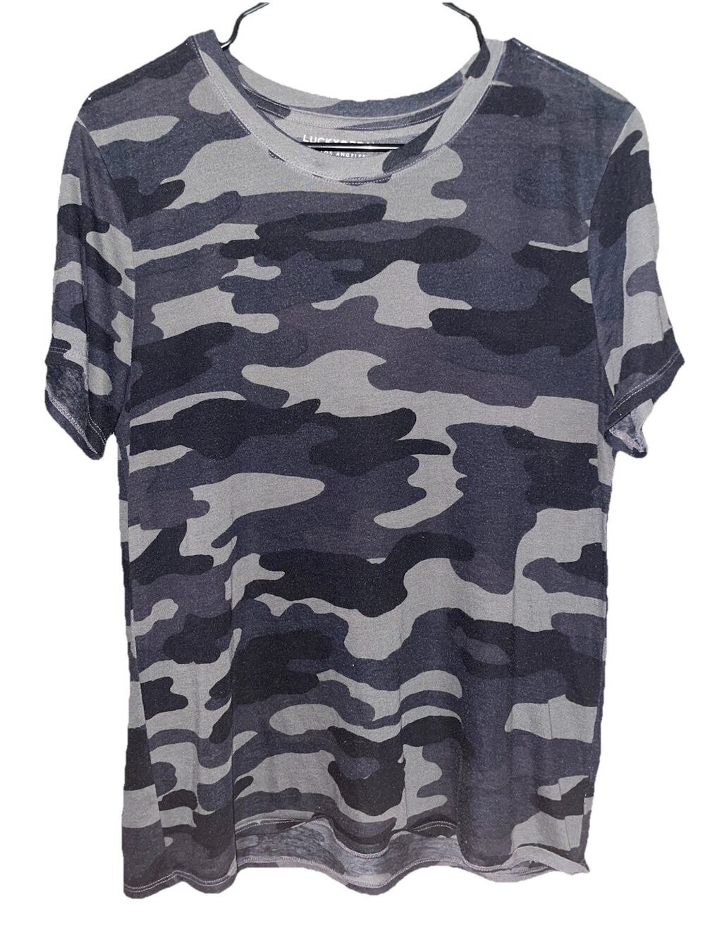 Women’s Lucky Brand Thin Lightweight Short Sleeve Camouflage Tshirt Sz L